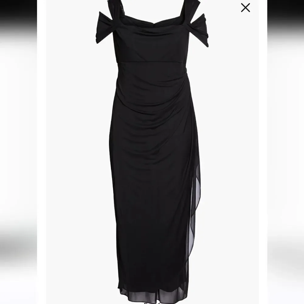 Alex Evenings Cold Shoulder Ruffle Gown  NWT Size 4P